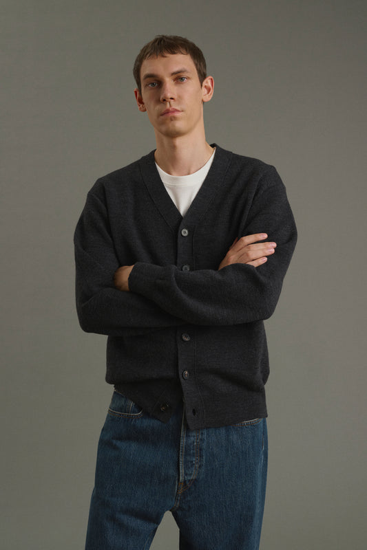 Cardigan Romeo - Gris Anthracite - Laine - Homme