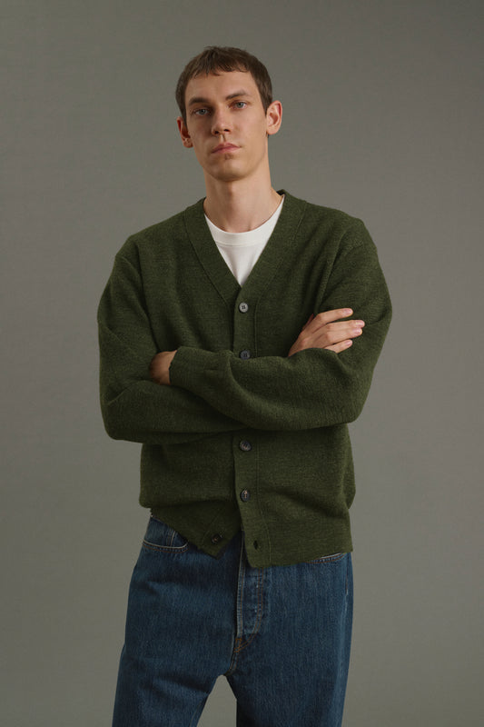 Cardigan Romeo - Kaki Foncé - Laine - Homme
