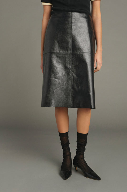 Jupe Gwen - Noir - Cuir - Femme