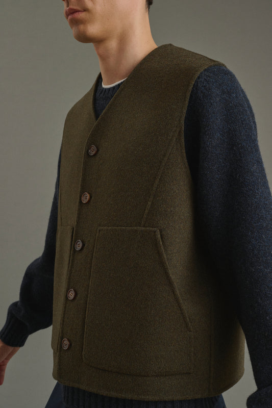 Veste Romain - Kaki Chiné - Double Face - Homme