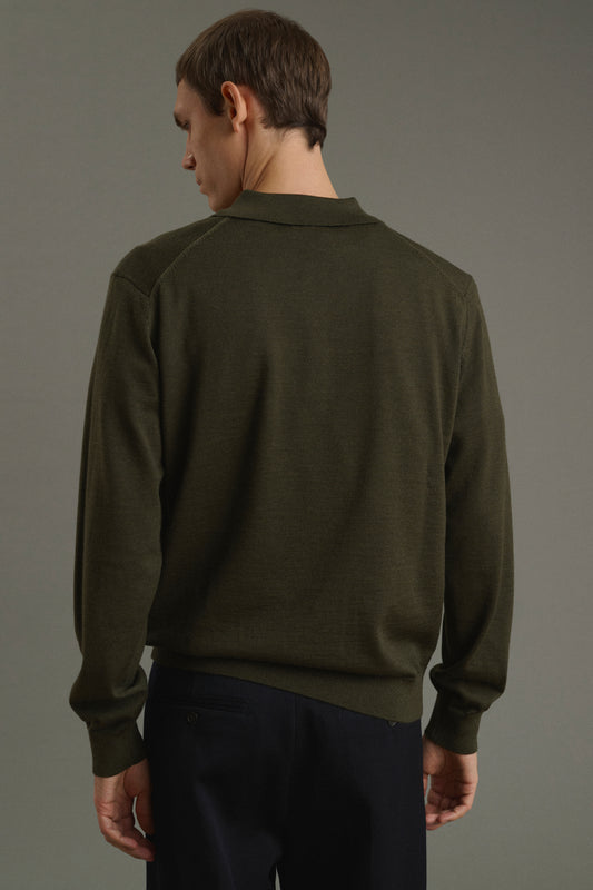 Pull Etienne - Kaki Chiné - Laine Mérinos - Homme