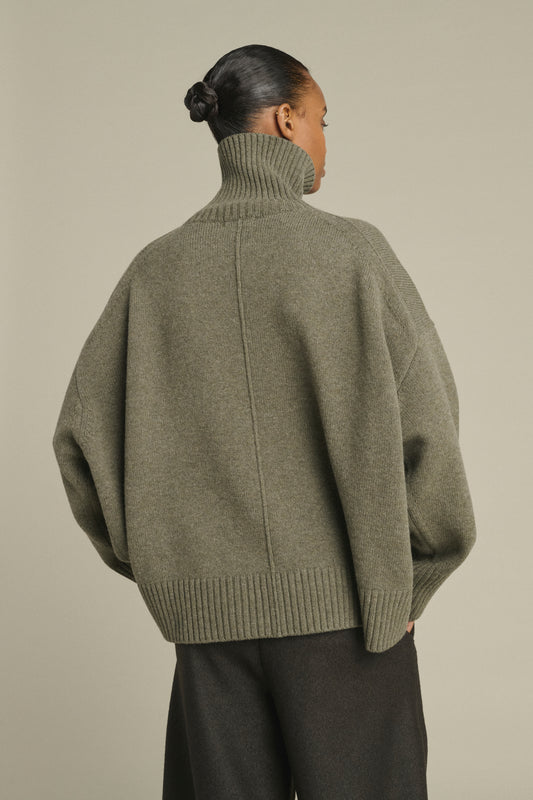 Jersey William - Gris Jaspeado - Lana Merino - Mujer