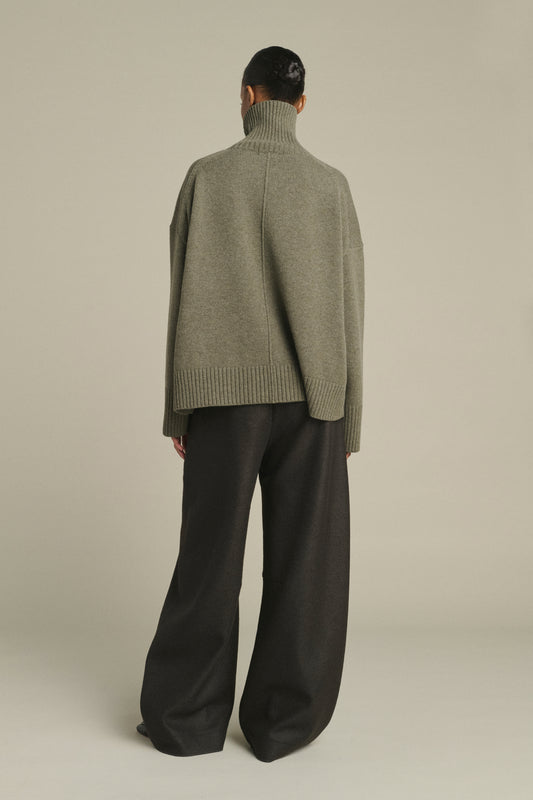 Jersey William - Gris Jaspeado - Lana Merino - Mujer