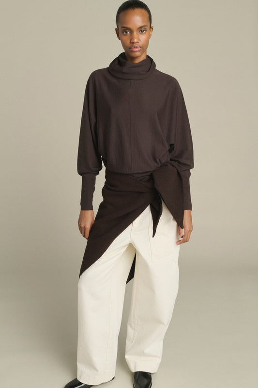 Cape Jamelia - Marron Foncé - Laine - Femme