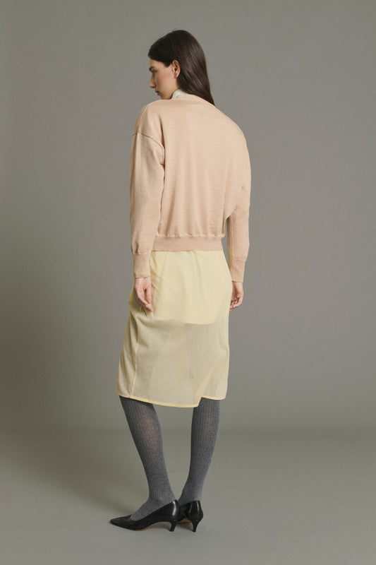 Cárdigan Idem - Beige rosado - Lana merino - Mujer