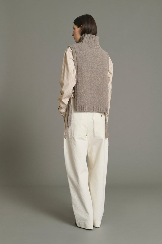 Pull Or - Beige/Gris - Laine - Femme