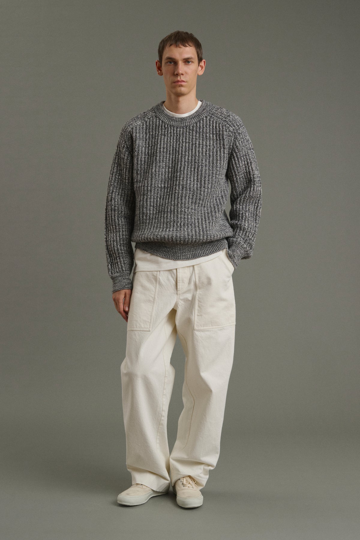 Pull Osma - Écru/Anthracite - Laine - Homme vue 3