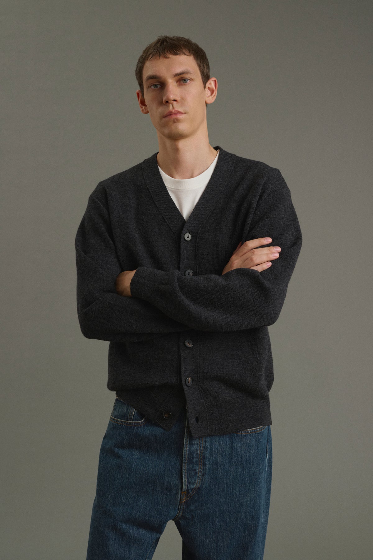 Cardigan Romeo - Gris Anthracite - Laine - Homme