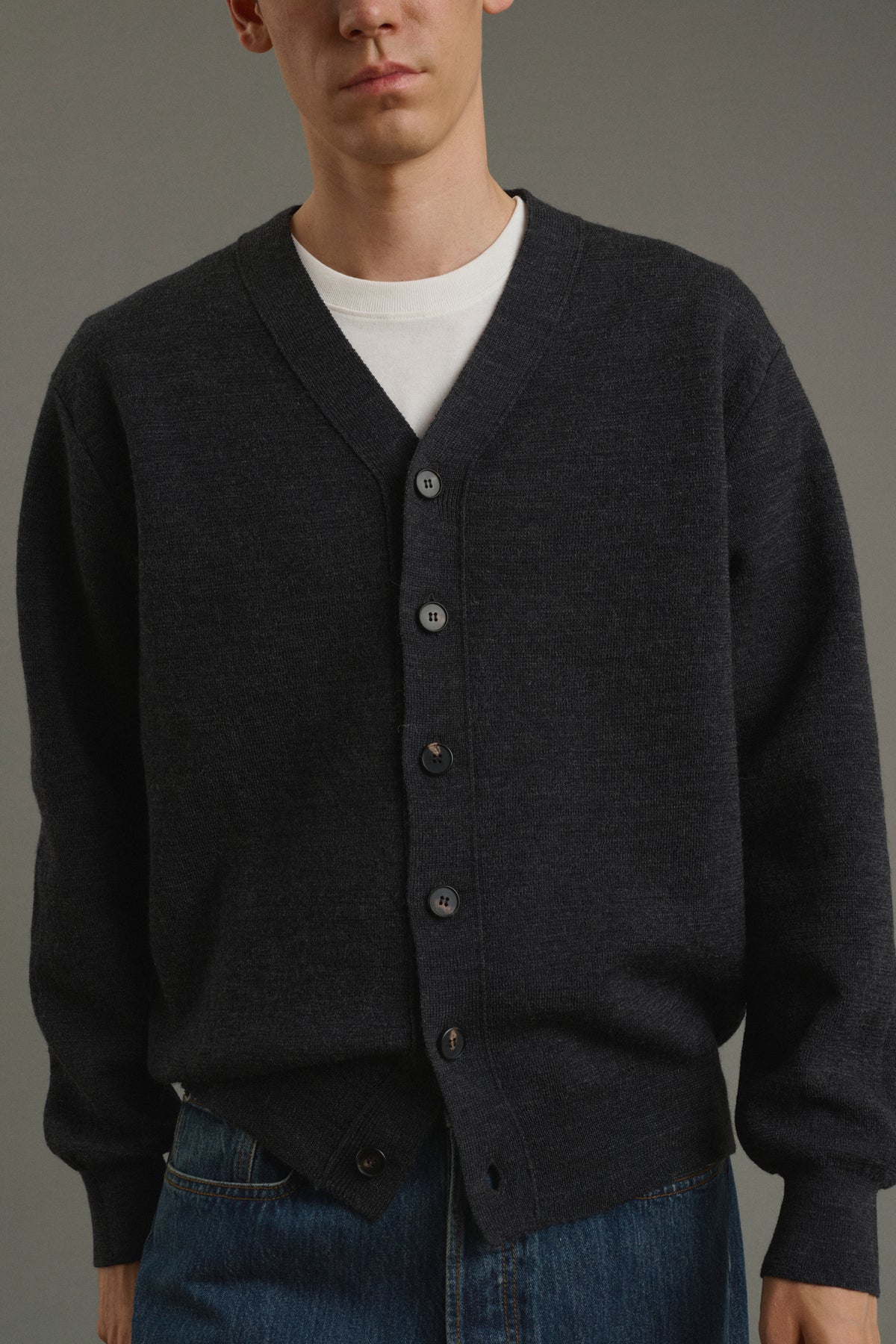 Cardigan Romeo - Gris Anthracite - Laine - Homme