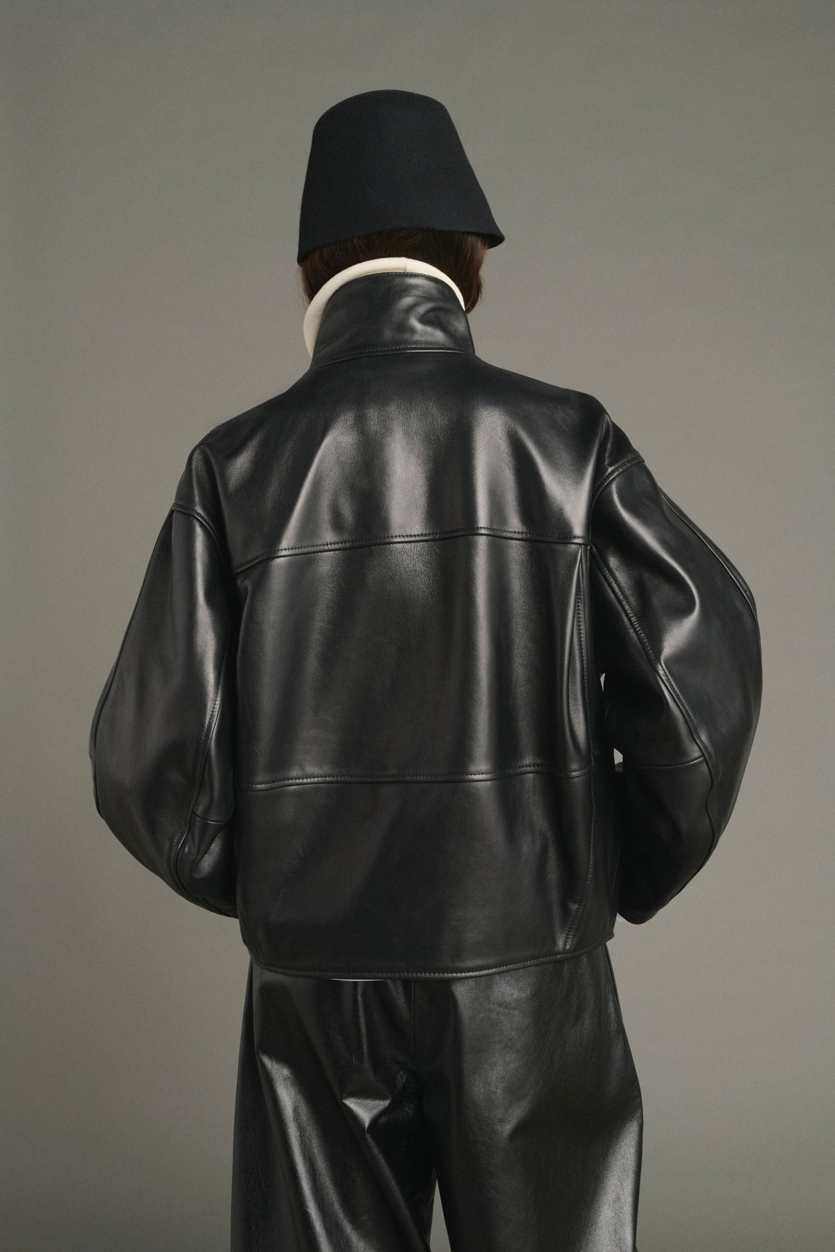 Veste Gamma - Noir Cuir Oversize Femme - Soeur vue 4