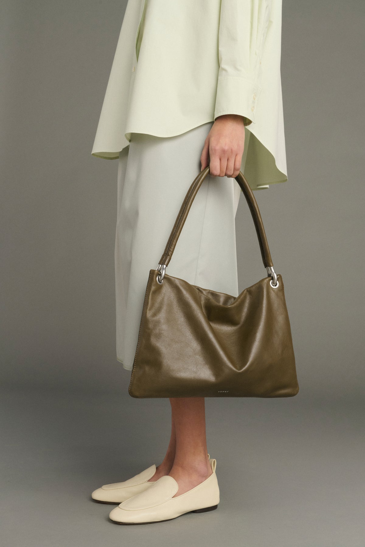 Bolso Cabas Gia Mini - Caqui Piel Lisa Con Cremallera Mujer - Soeur vue 2