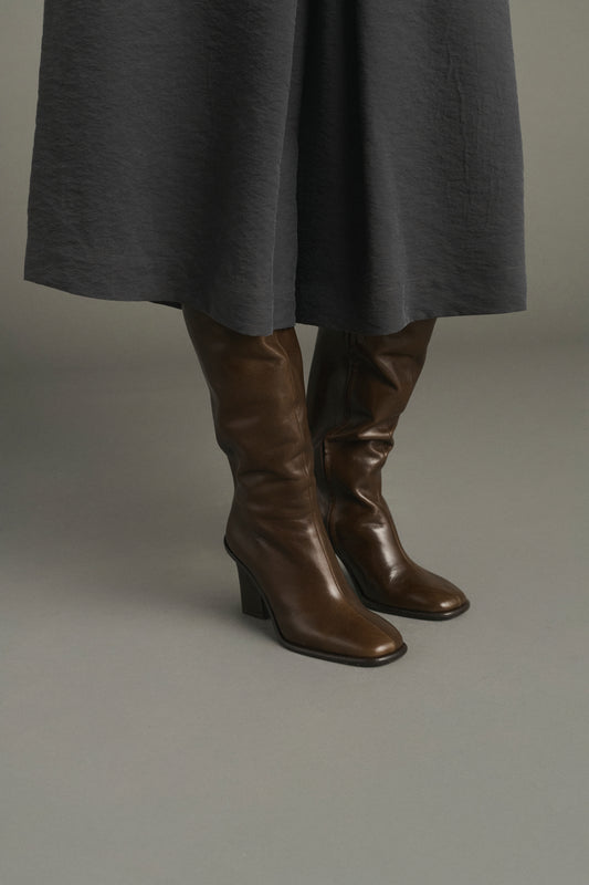 Bottes Livia - Marron Foncé - Cuir - Femme