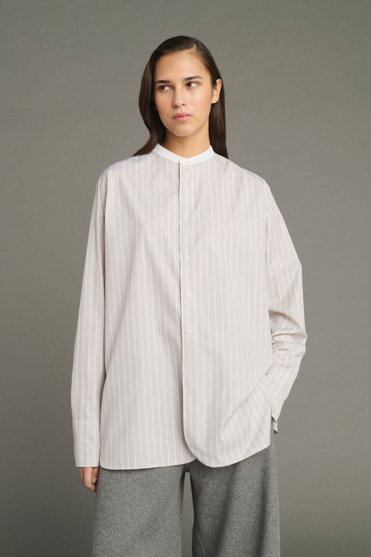 Chemise Lucile - Noisette/Écru - Coton - Femme vue 1