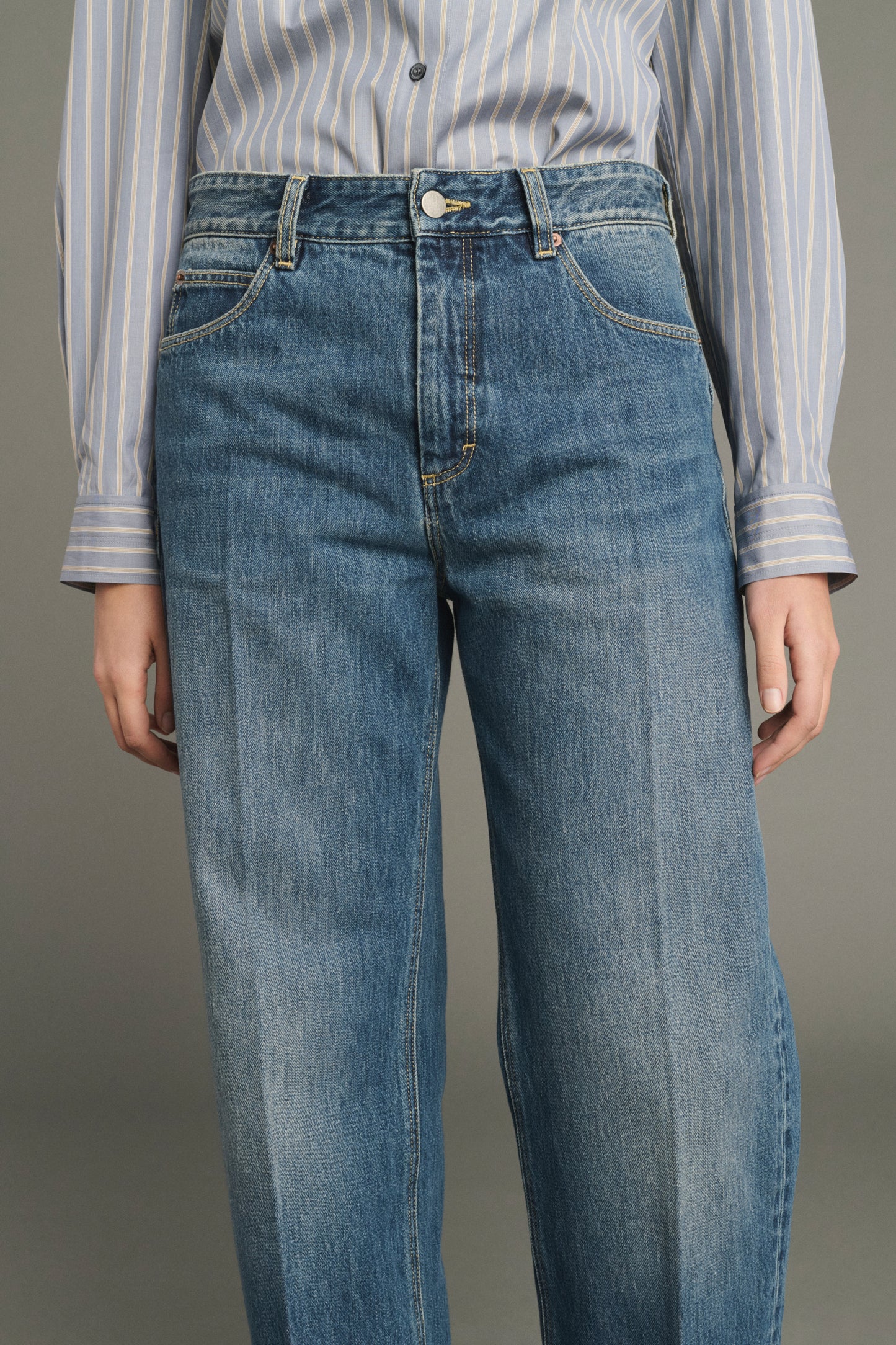 Vaqueros Jerry - Denim Azul Desgastado - Coton - Mujer