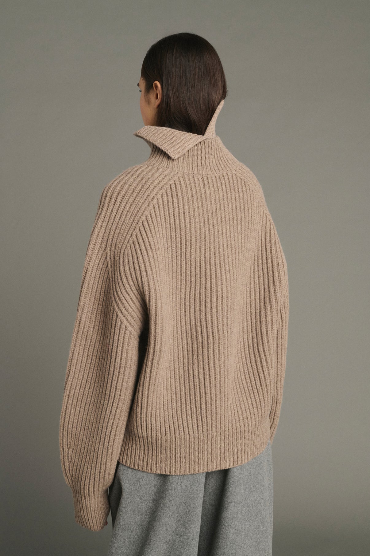 Cuello Gad - Beige jaspeado - Lana merinos - Mujer vue 3