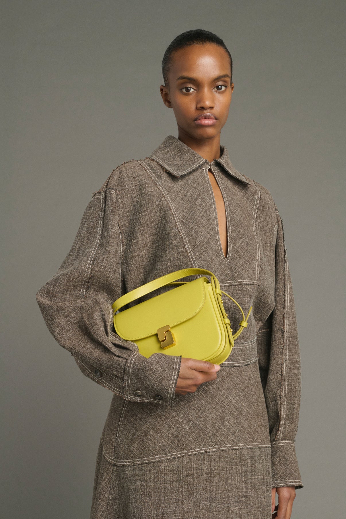 Bolso Bellissima Mini - Amarillo neón - Cuero - Mujer vue 2