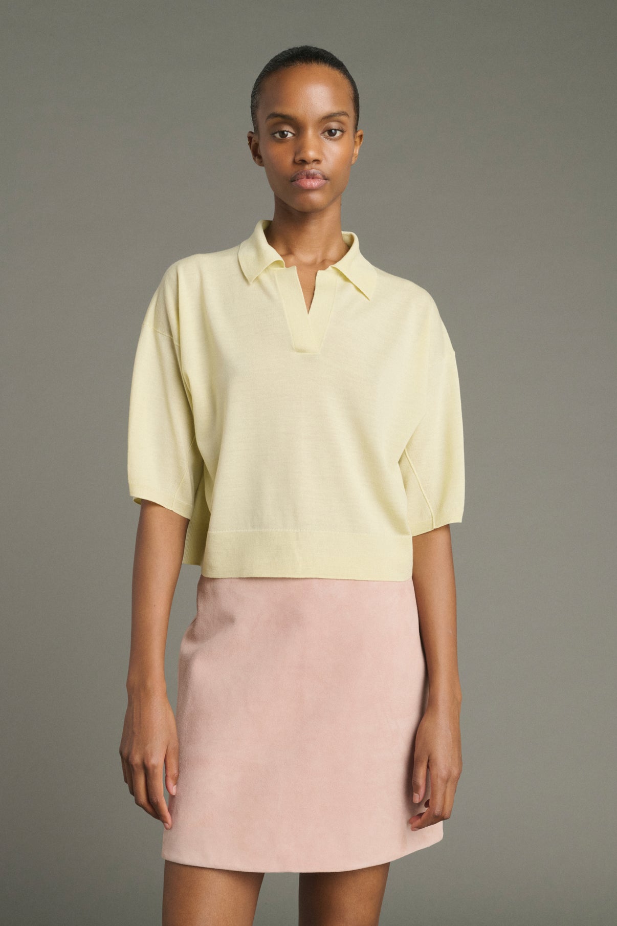 Jersey Elton - Amarillo pálido - Lana merino - Mujer vue 1