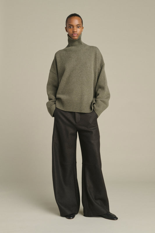 Jersey William - Gris jaspeado - Lana merino - Mujer