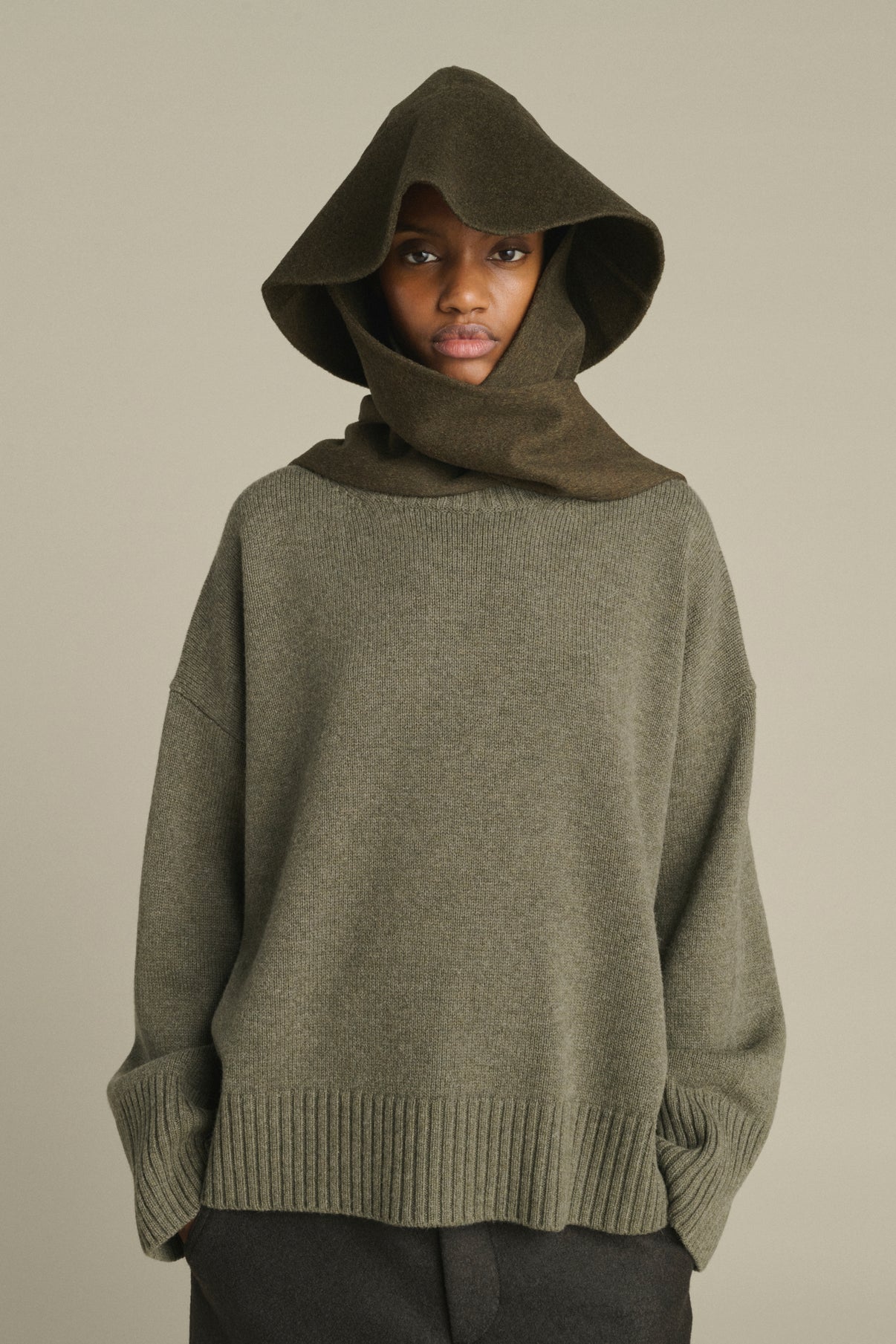 Chapeau Faron - Kaki Chiné - Laine - Femme vue 2