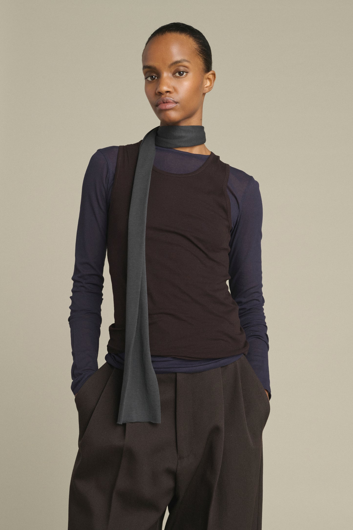 Bufanda Kola - Gris Antracita Jersey de Algodón - Soeur