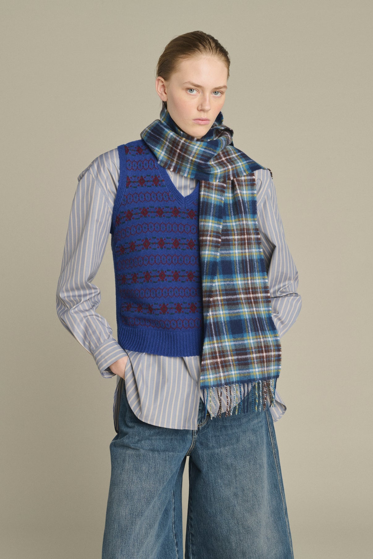 Echarpe Kela - Bleu/Marron - Laine - Femme vue 2