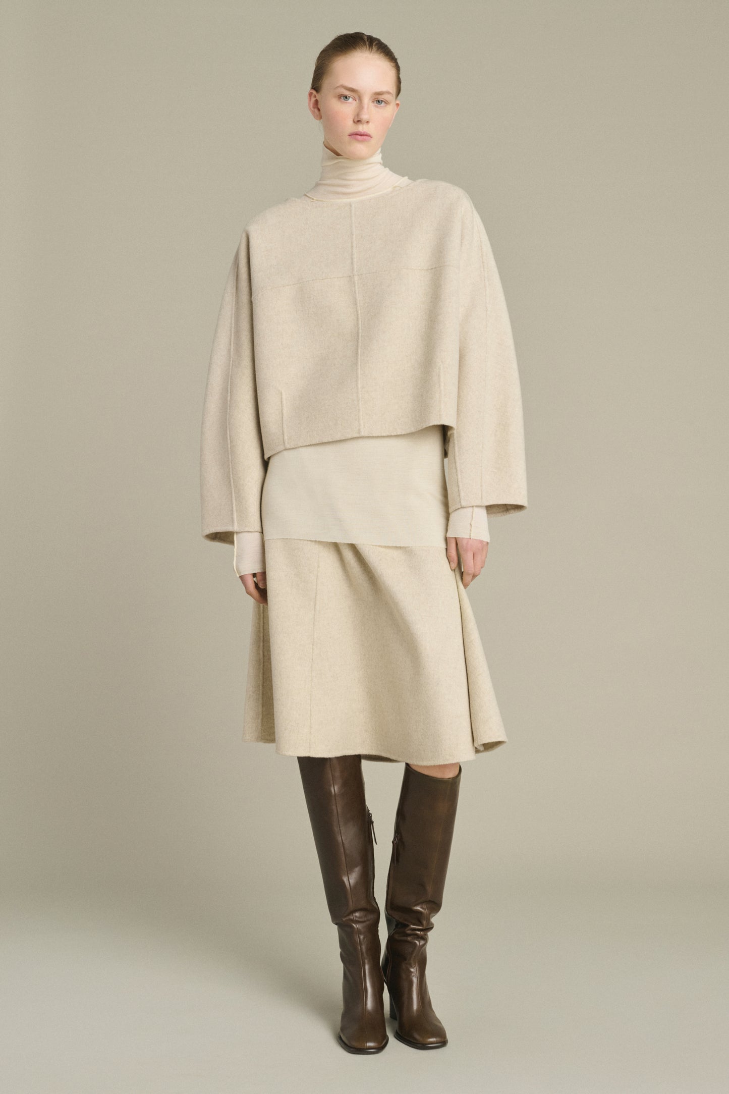 Jupe Kelya - Écru/Gris - Laine - Femme