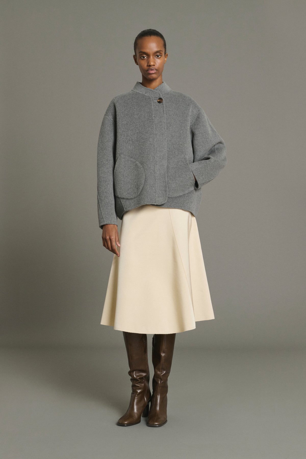 Abrigo Windsor - Gris claro - Lana - Mujer