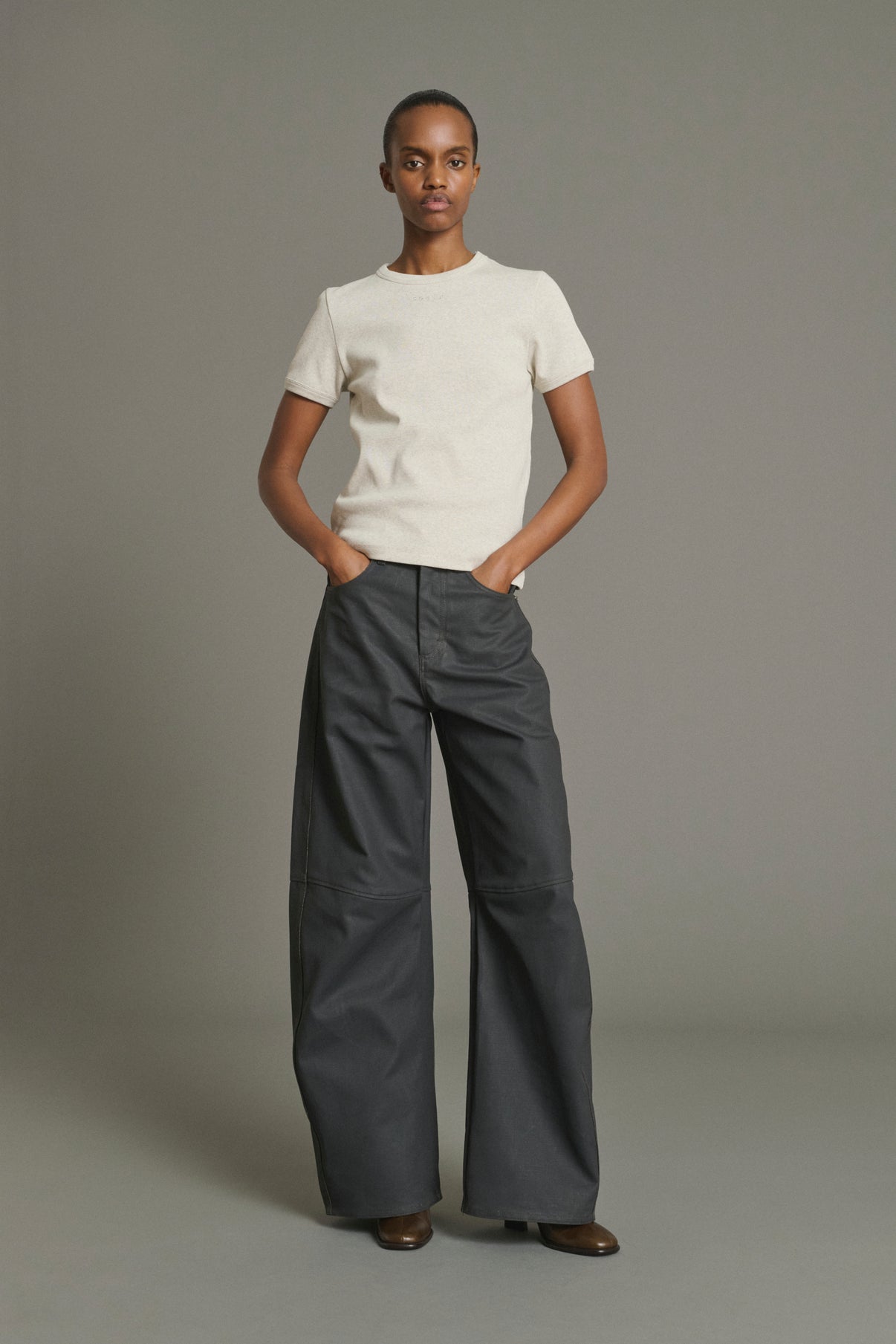 T-Shirt Aristide - Gris Jaspeado Algodón Orgánico Canalé Mujer - Soeur vue 5