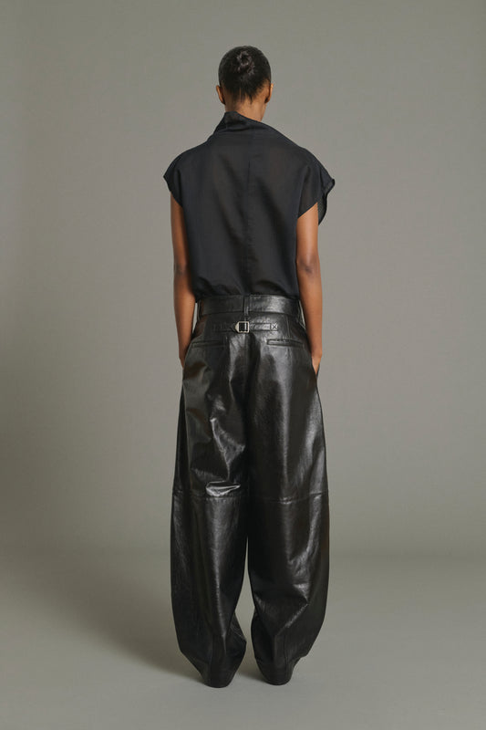 Pantalon Julien - Noir - Cuir - Femme