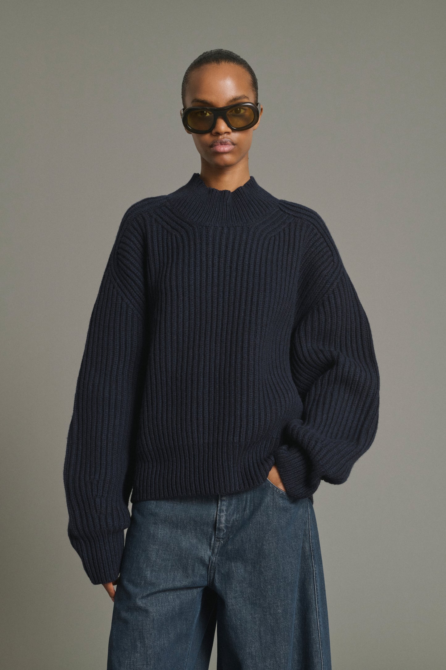 Jersey Flamand - Navy lana merina costillas gruesas - Soeur