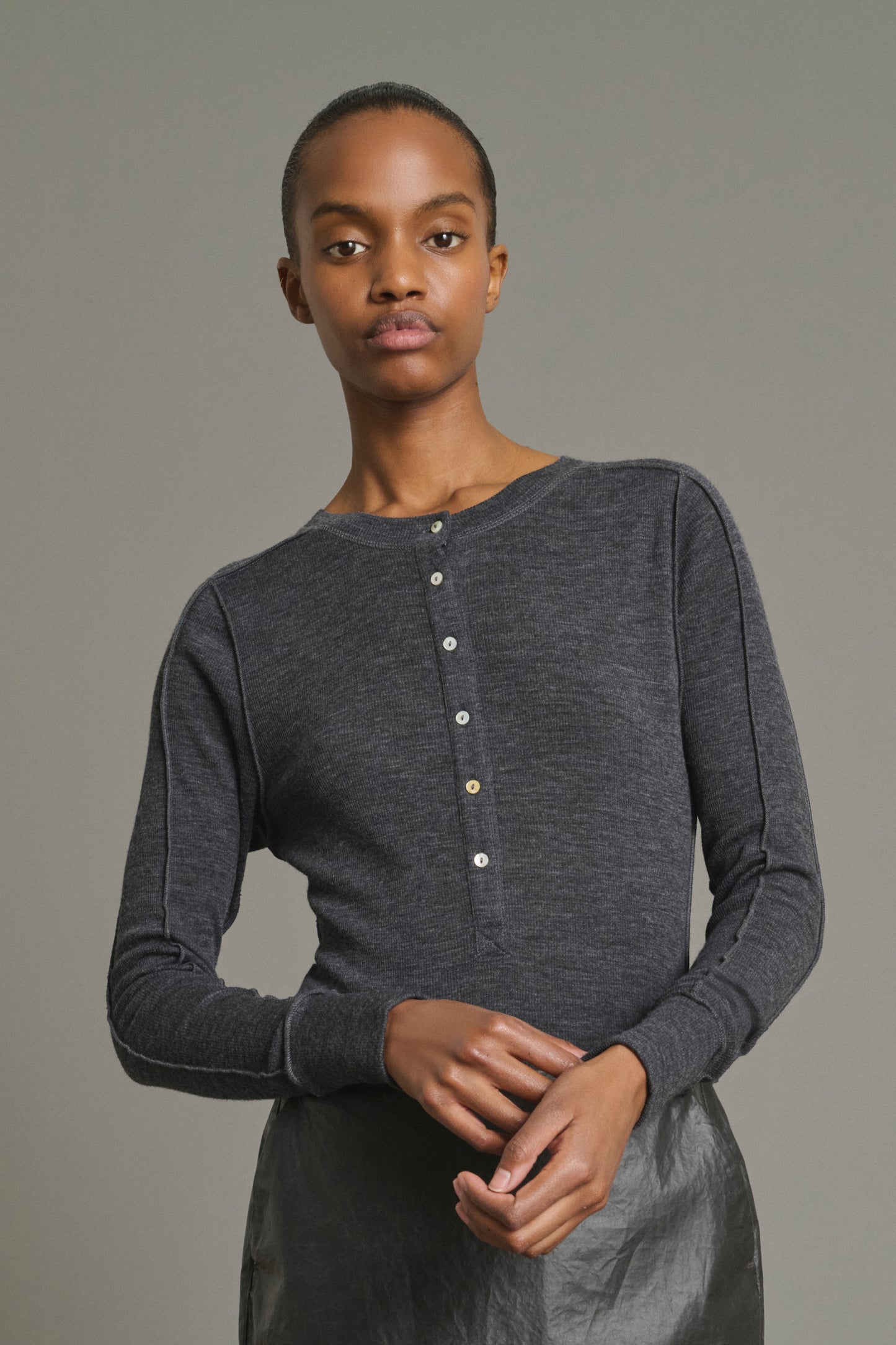 Tee-Shirt Laos - Gris Anthracite - Laine - Femme