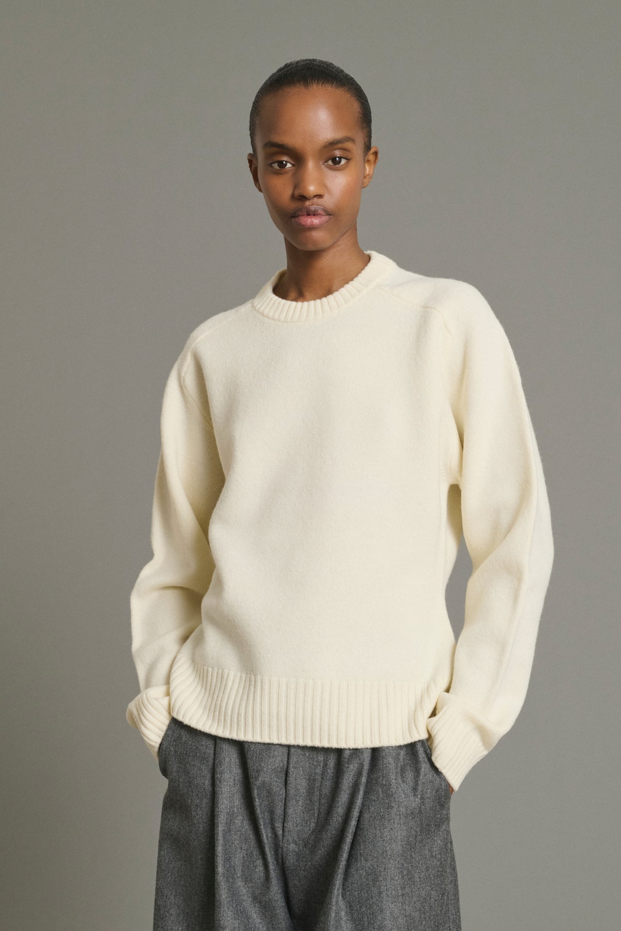 Pull Jeremie - Écru - Laine Mérinos - Femme vue 3