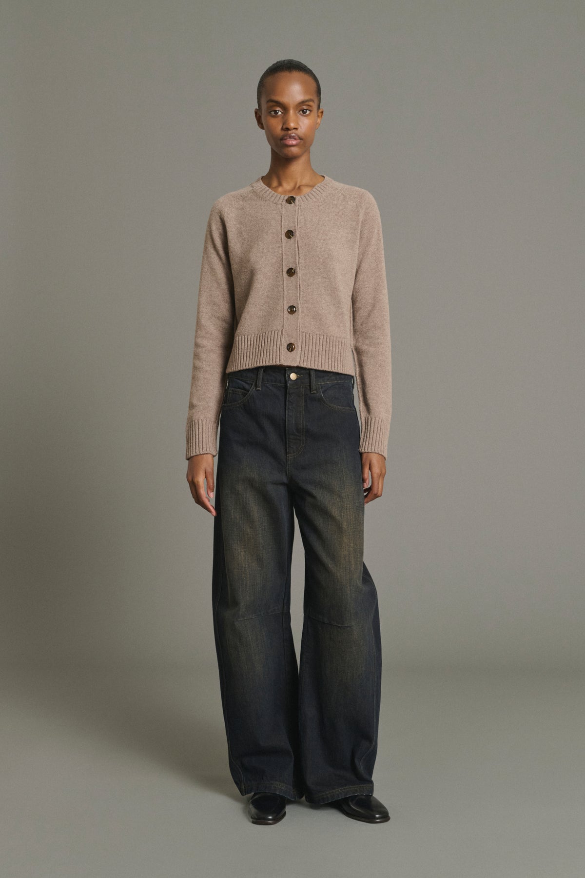 Cárdigan Virginia - Beige jaspeado - Lana merino - Mujer vue 3