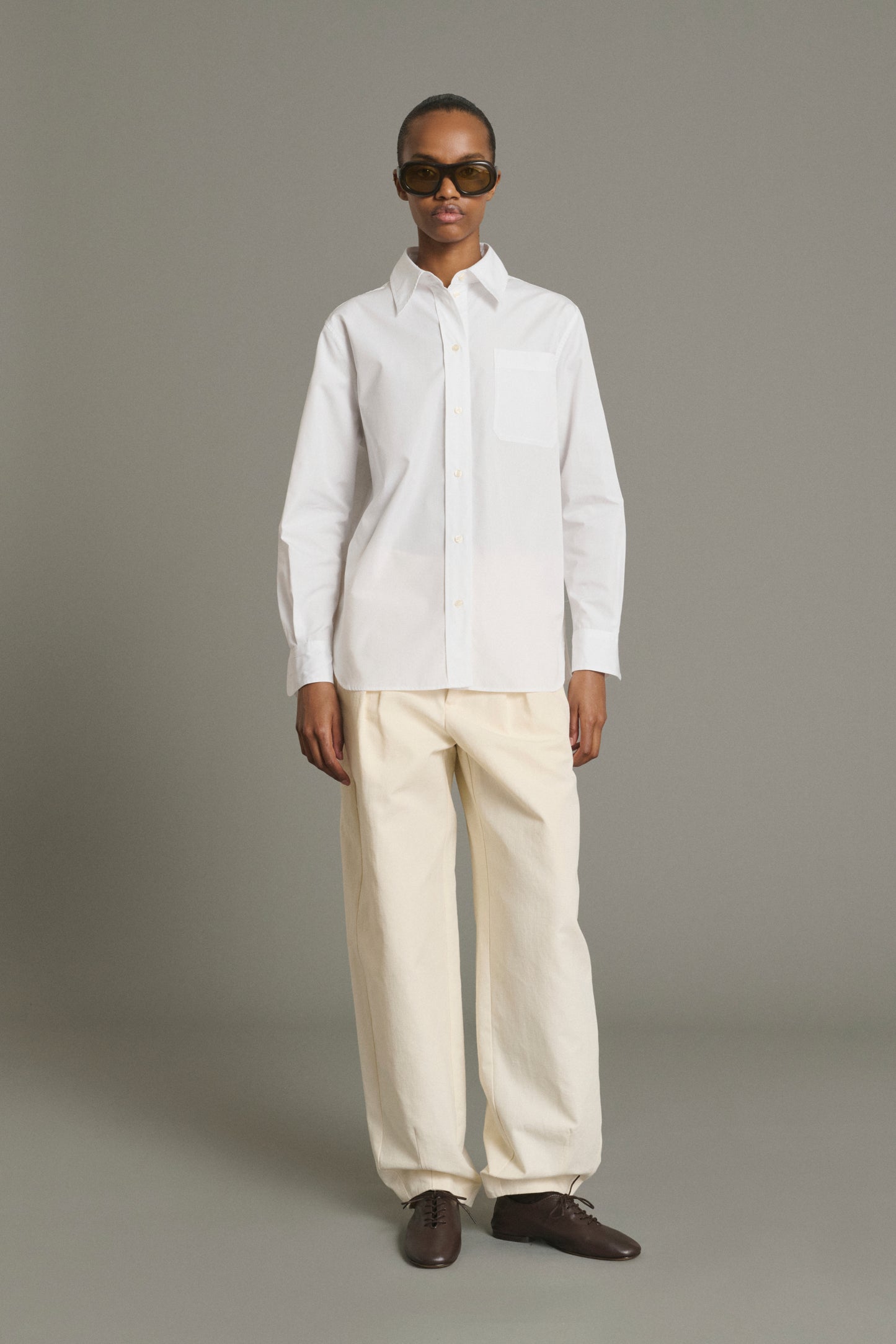 Camisa Saphir - Blanco Popelina Orgánica Oversize Mujer - Soeur