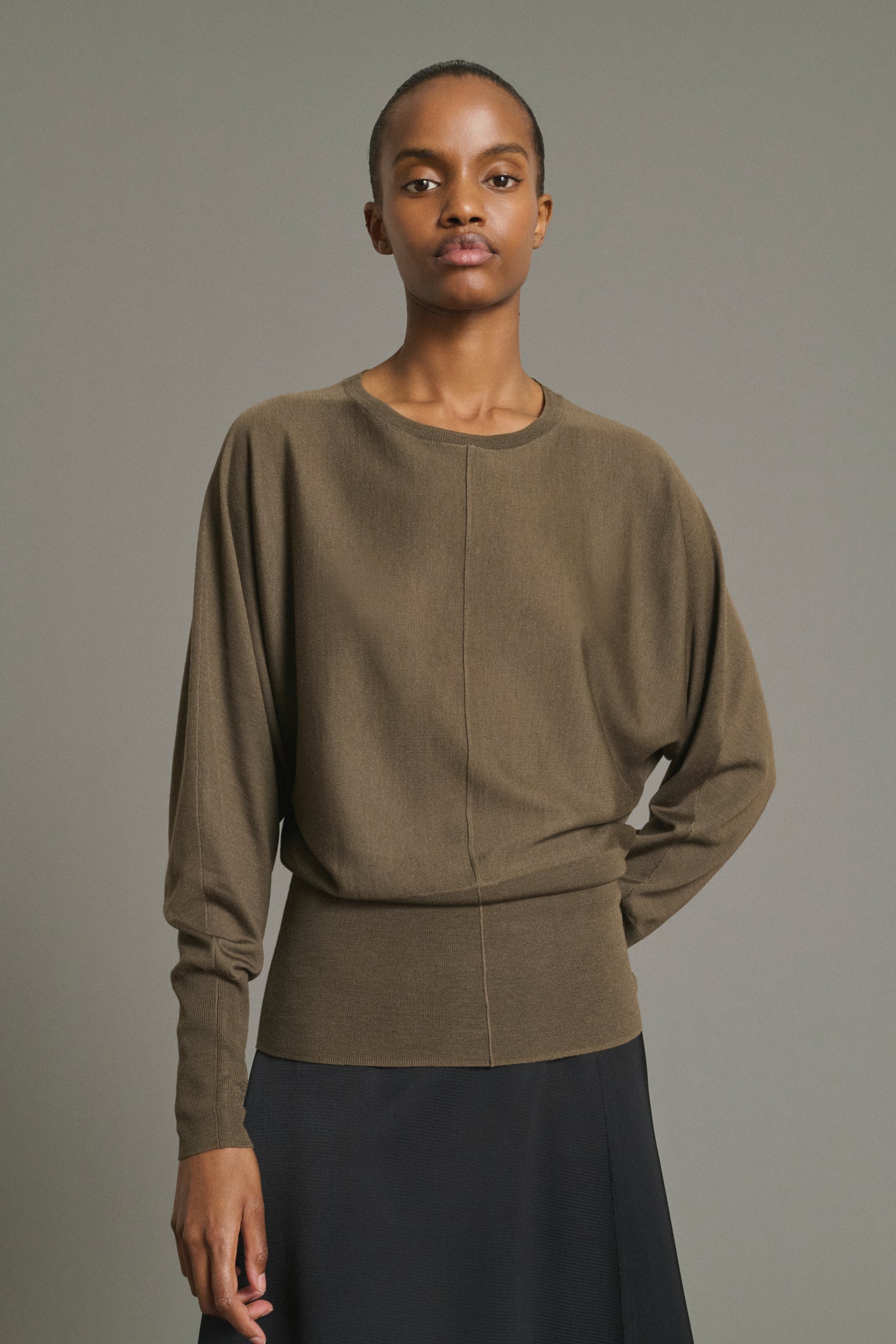 Pull Lina - Kaki - Laine Mérinos - Femme