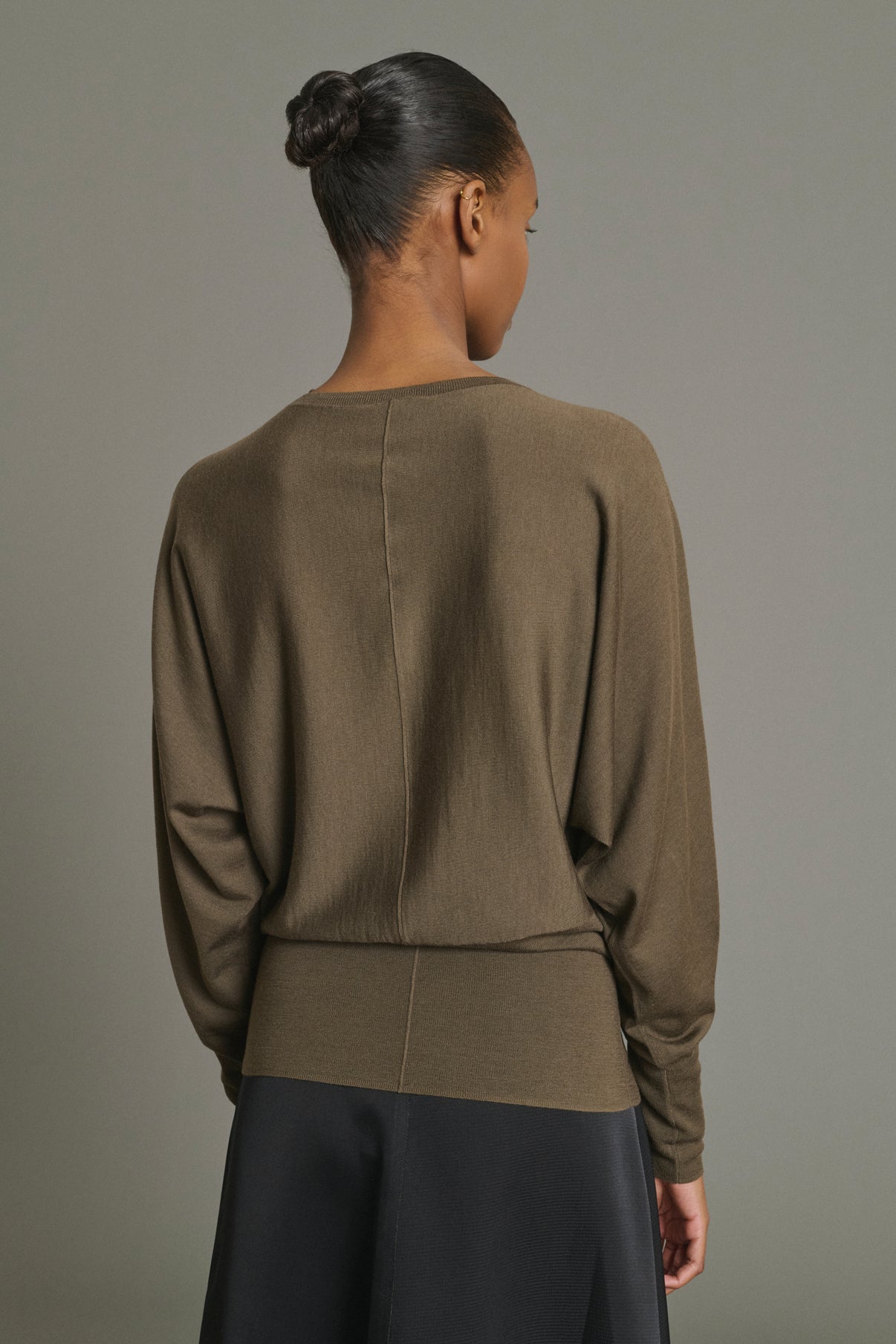 Pull Lina - Kaki - Laine Mérinos - Femme vue 4