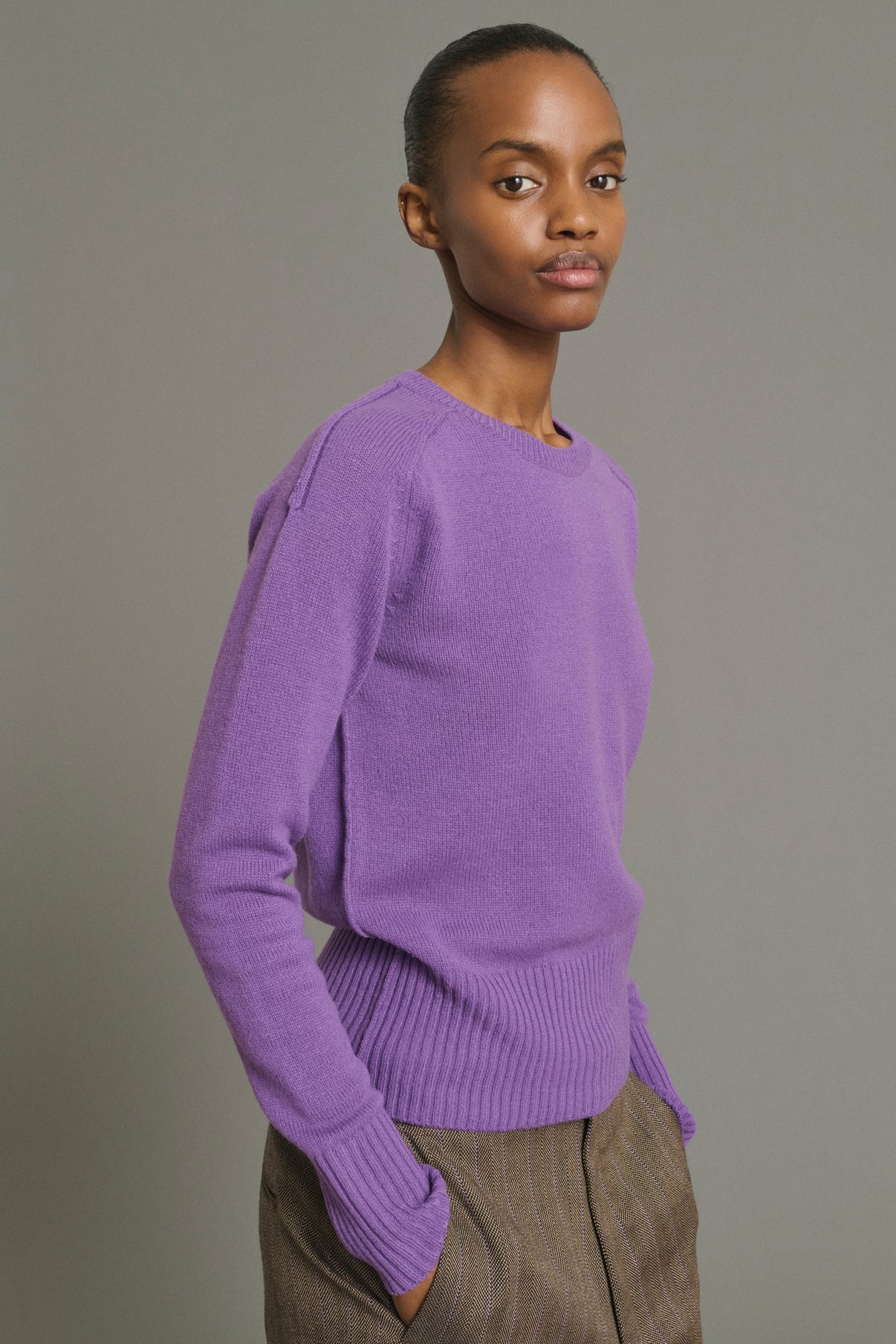 Pull Jamie - Violet - Laine Mérinos - Femme vue 3