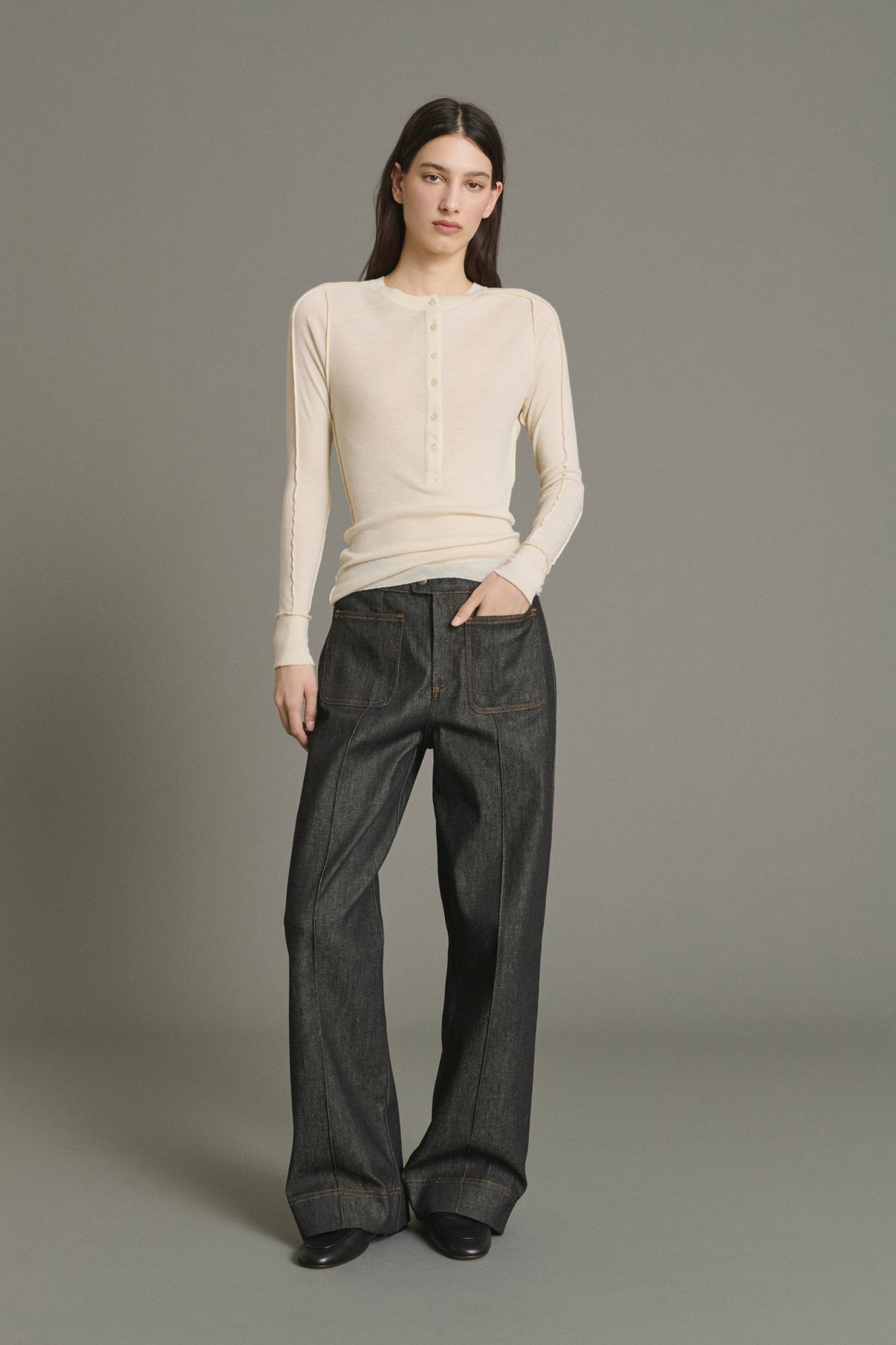 Jean Harry - Denim Brut Noir Évasé Femme - Soeur vue 5