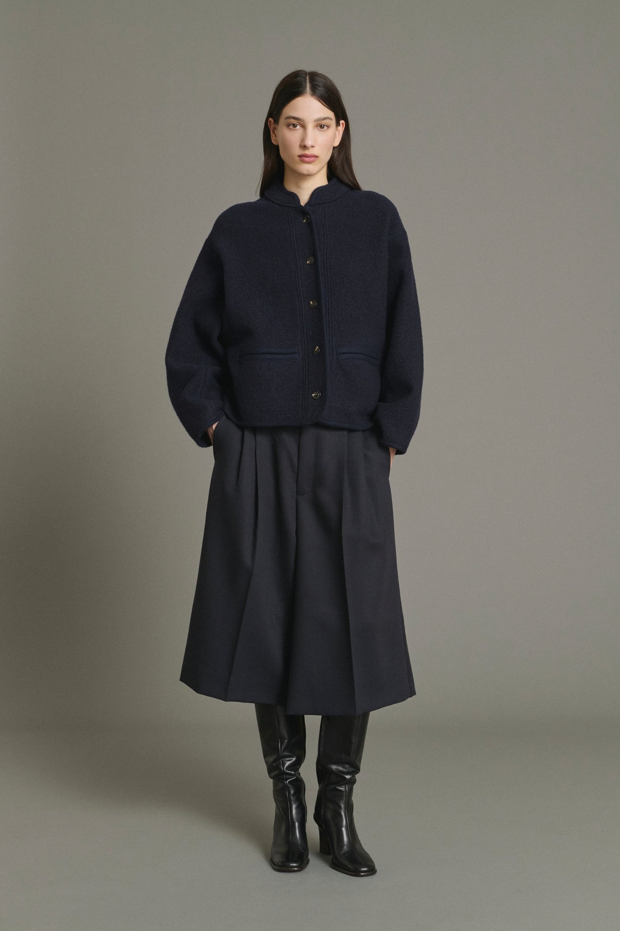 Chaqueta Olympe - Azul Marino Lana Gruesa Mujer - Soeur vue 4