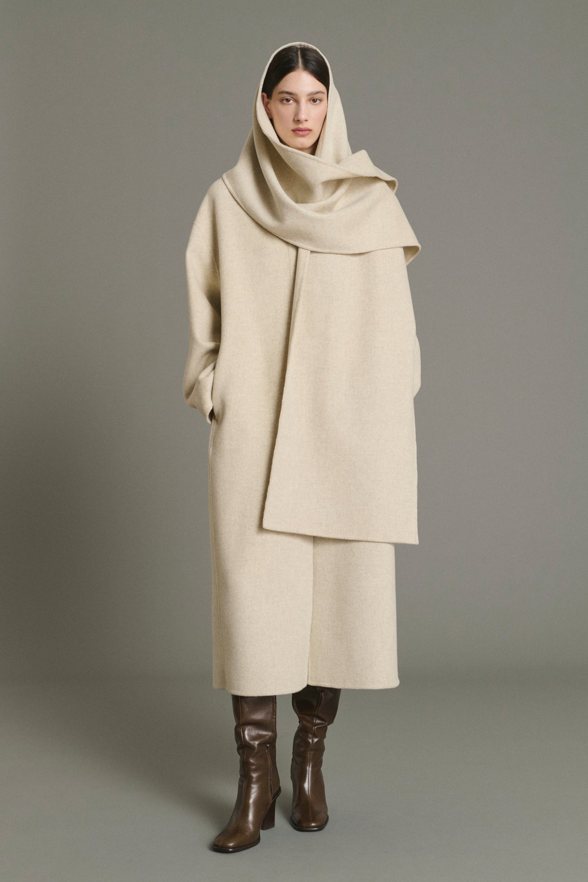 Manteau Finn - Écru/Gris - Laine - Femme vue 4