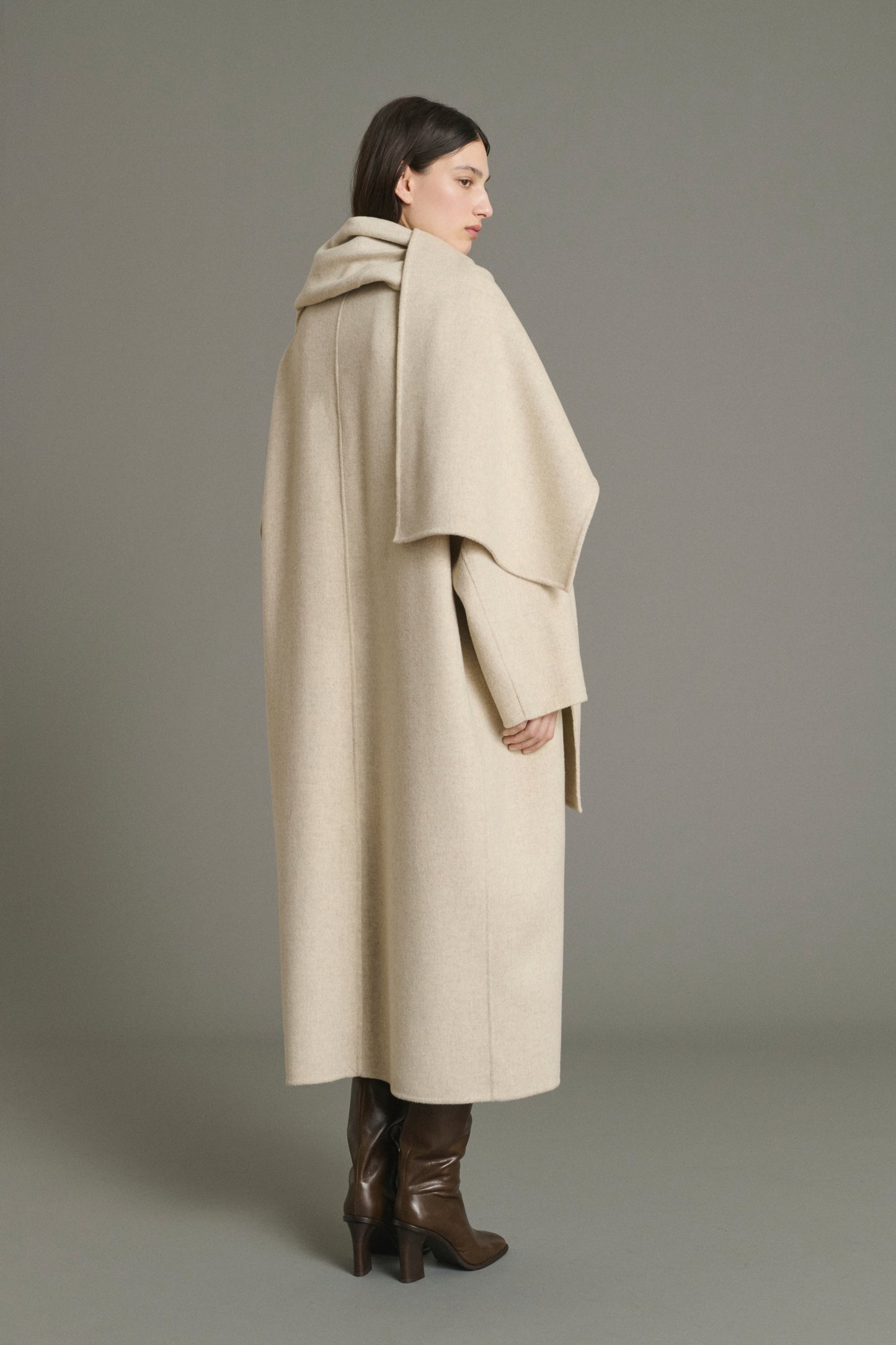 Manteau Finn - Écru/Gris - Laine - Femme