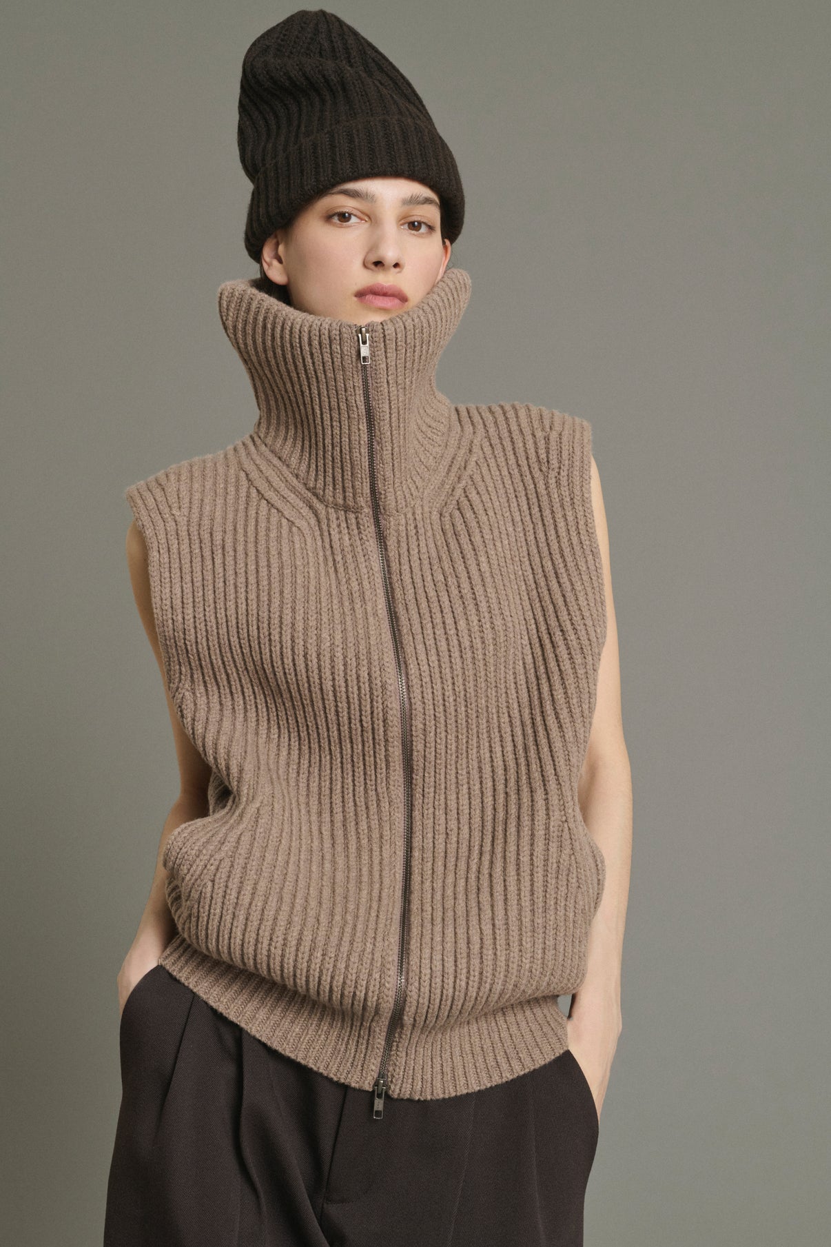 Chaqueta Kristen - Beige jaspeado - Lana merinos - Mujer vue 1