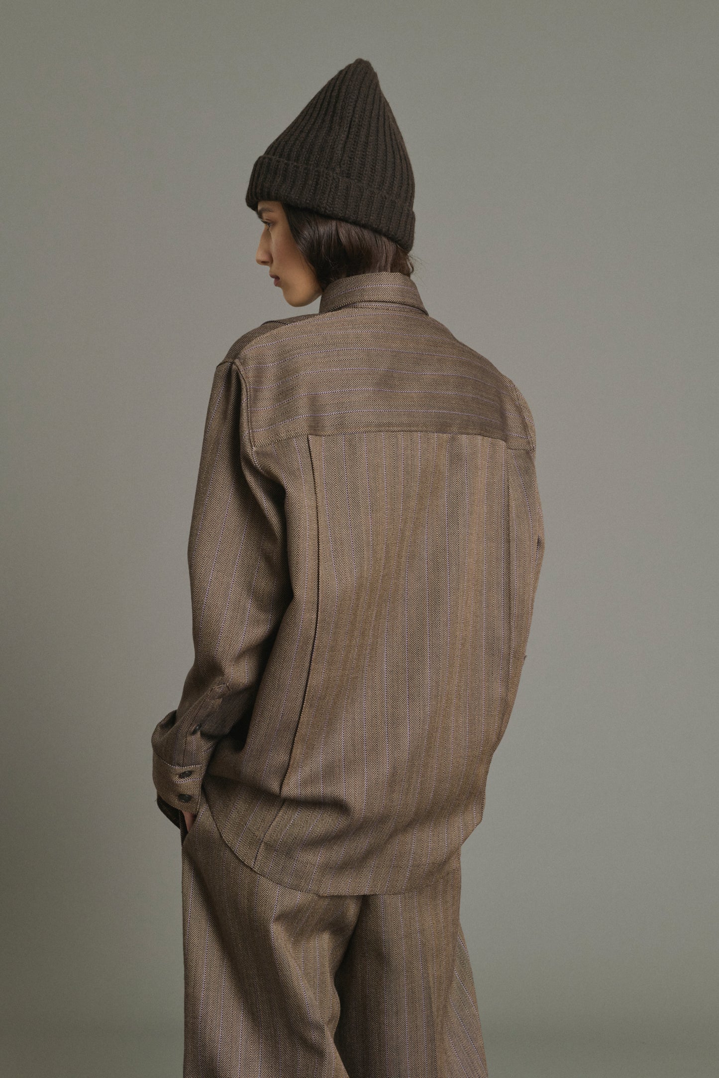 Camisa Lisbonne - Marrón/Malva - Lana - Mujer