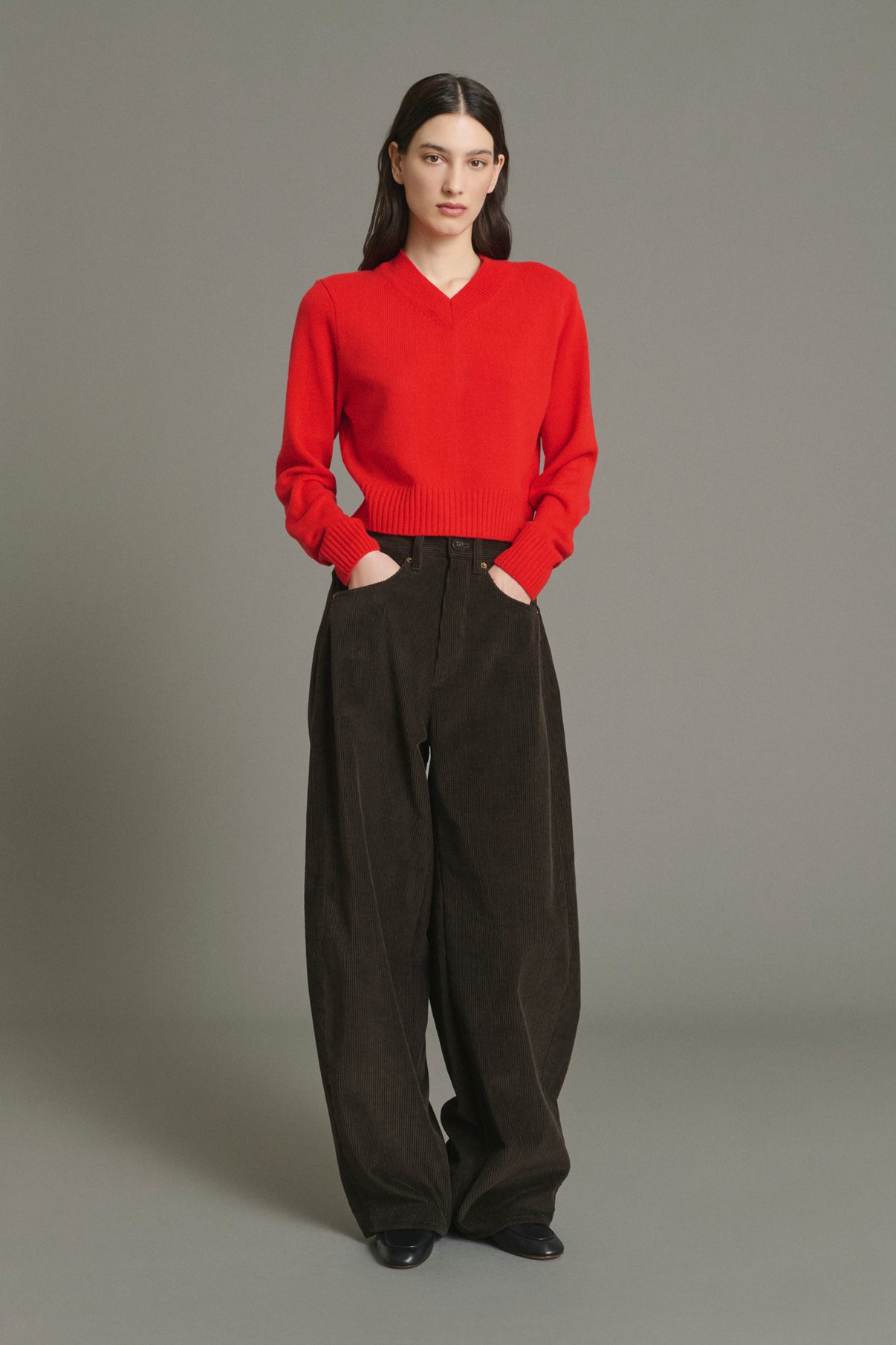 Pull Jonas - Rouge - Laine Mérinos - Femme vue 1