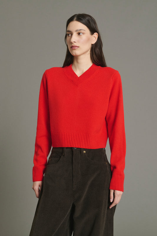 Pull Jonas - Rouge - Laine Mérinos - Femme