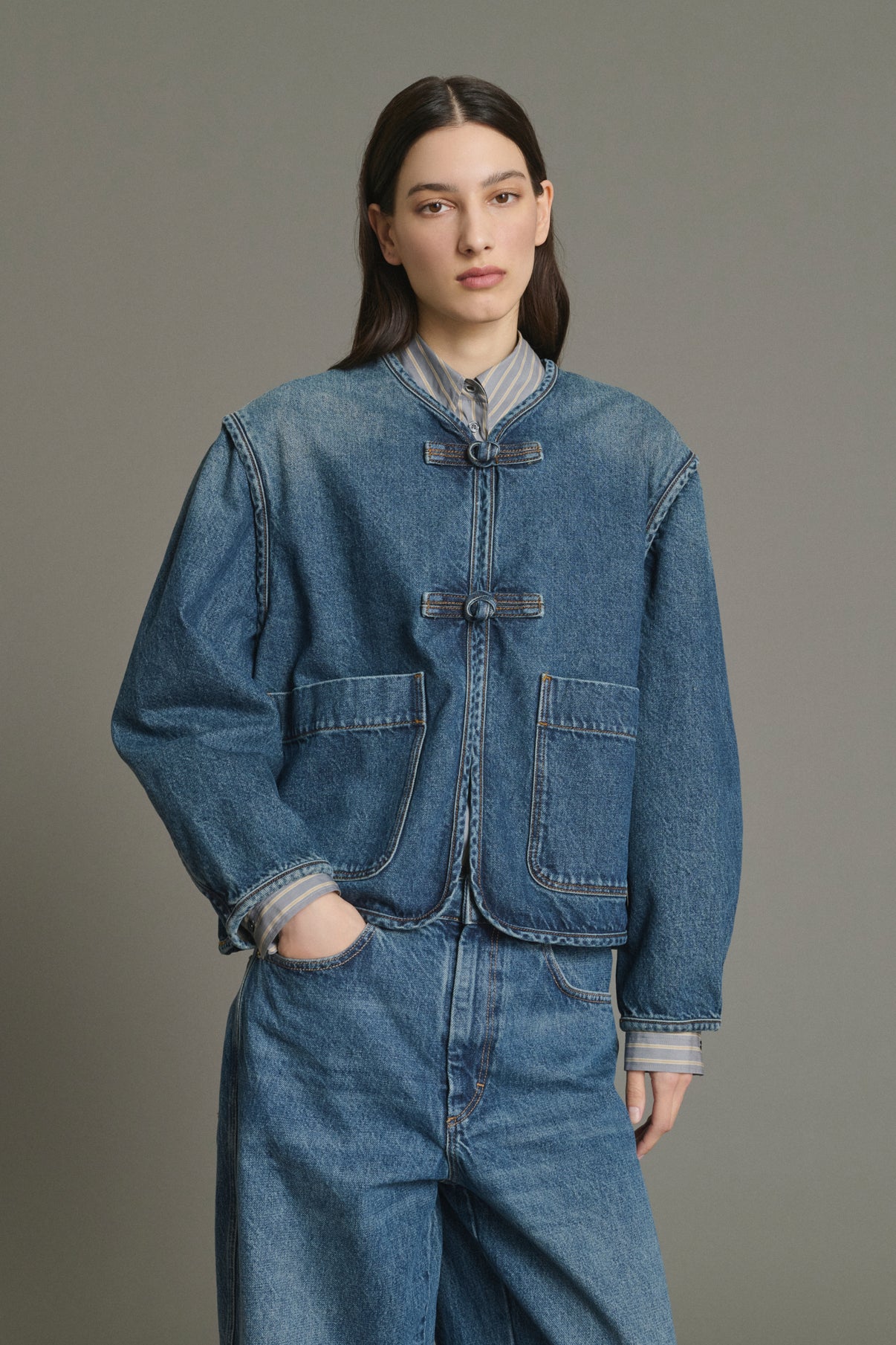 Chaqueta Agatha - Azul Denim Algodón Mujer - Soeur vue 3