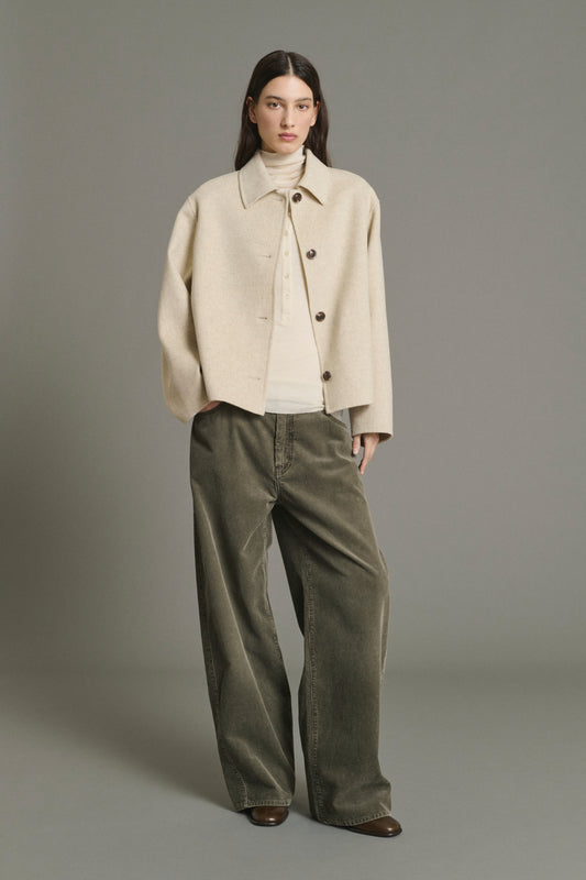 Manteau Gyoda - Écru/Gris - Laine - Femme