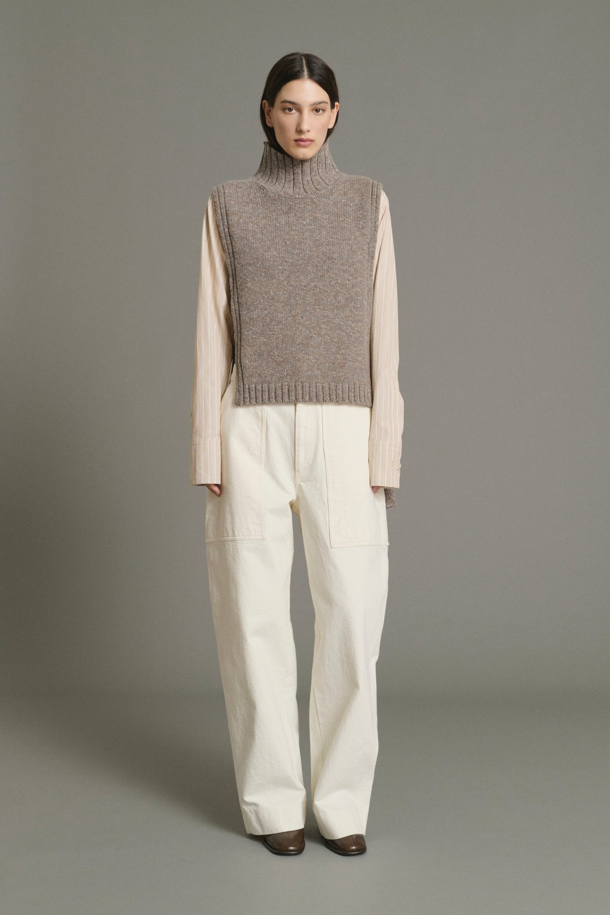 Pull Or - Beige/Gris - Laine - Femme vue 1