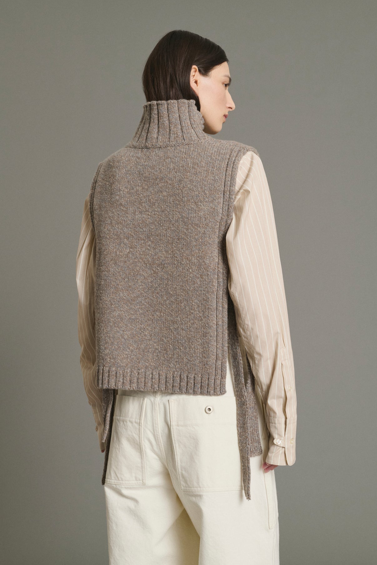 Pull Or - Beige/Gris - Laine - Femme vue 4