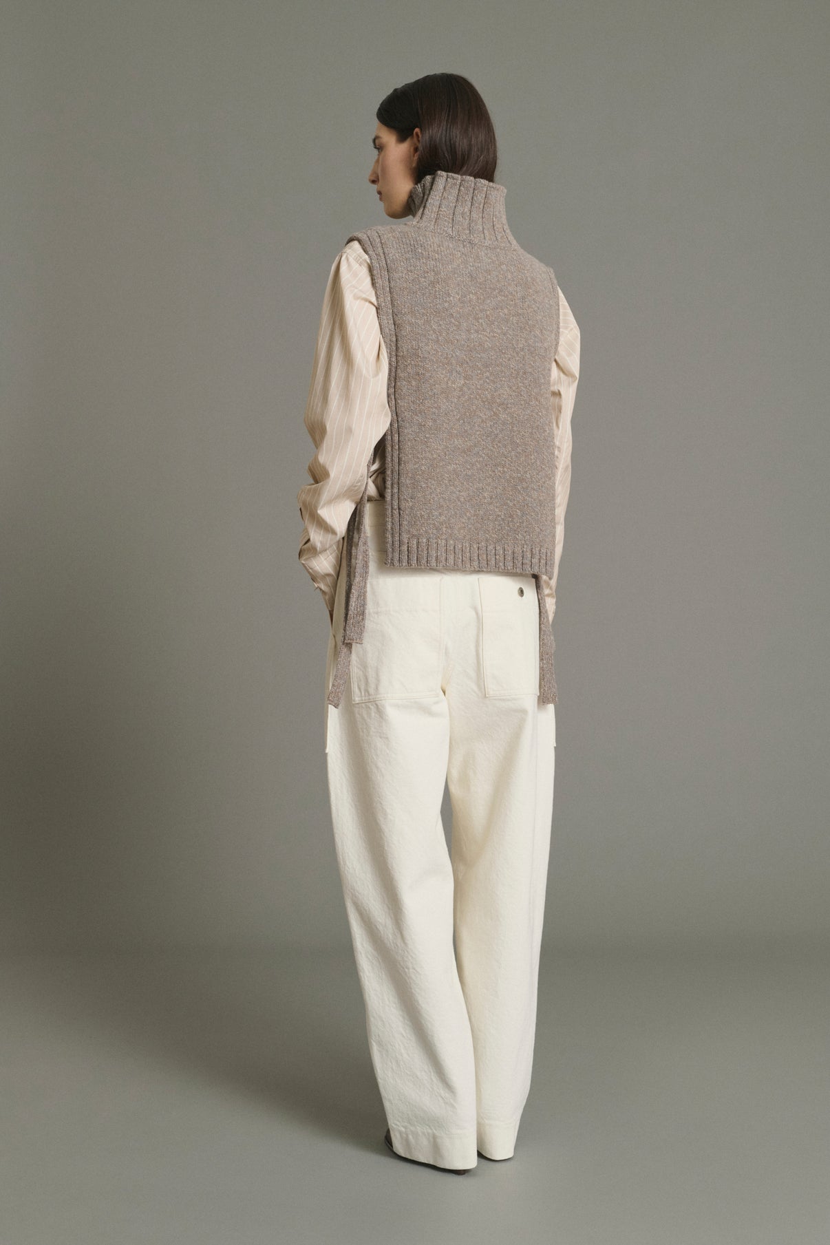 Pull Or - Beige/Gris - Laine - Femme vue 2